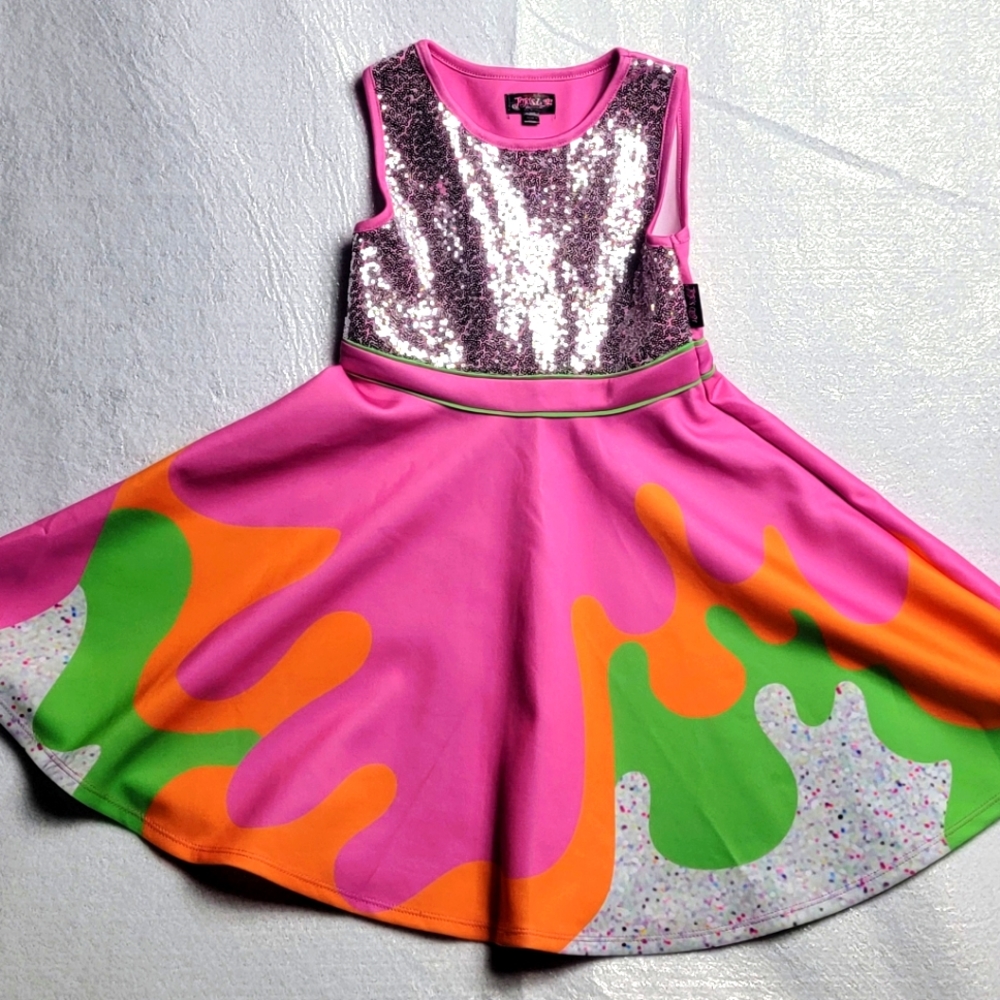 Jojo Siwa JOJO'S CLOSET Sequin Pink Slime DRESS Nickelodeon Medium 7/8